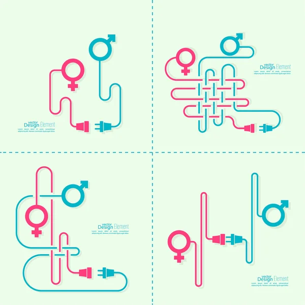 Абстрактный фон с мужскими и женскими символами — стоковый вектор