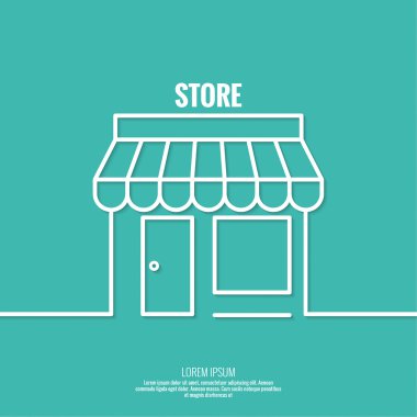 Facade of shops, supermarkets, marketplace.