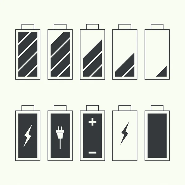 Icônes indicateur de charge de batterie . — Image vectorielle