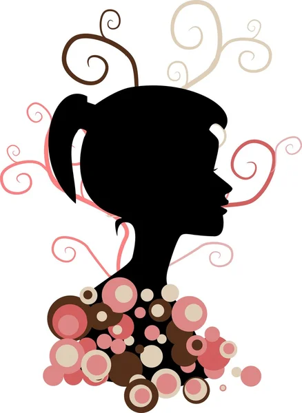 Girl silhouette with pink details — Stock Photo, Image