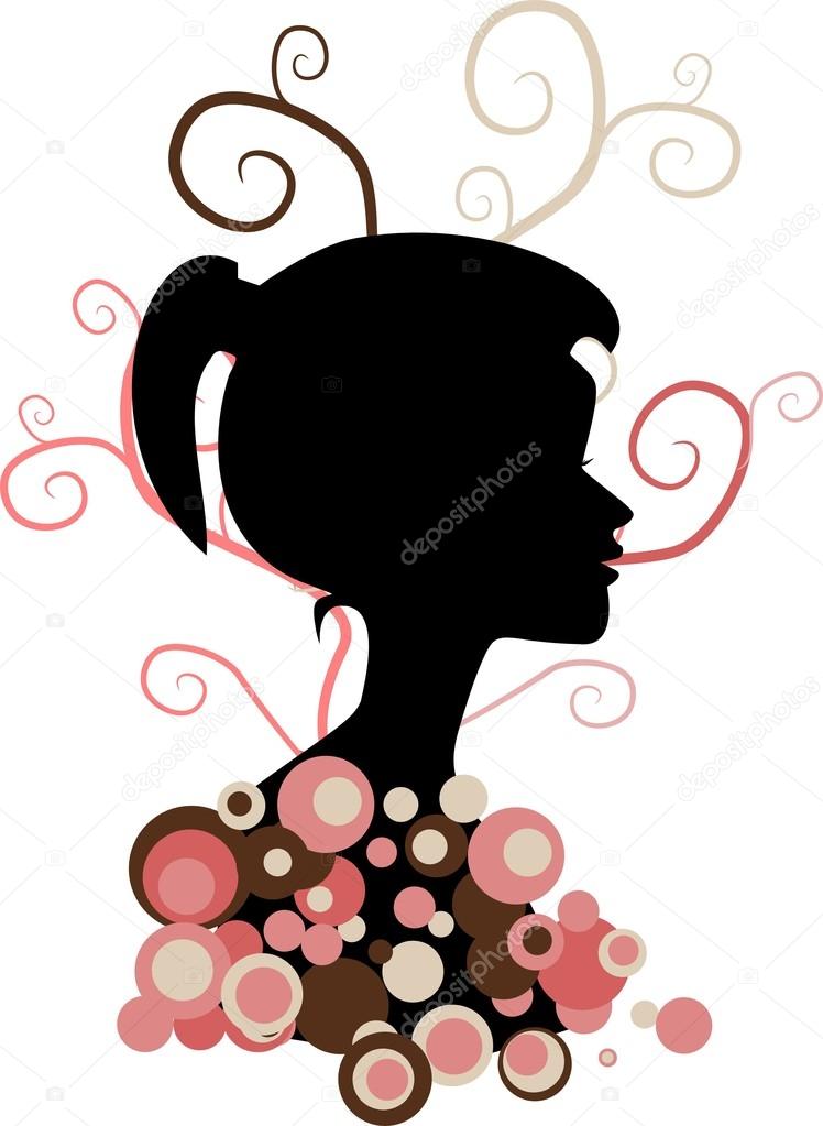 Girl silhouette with pink details