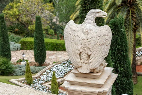 Eagle Statue Bahai Gardens Slopes Carmel Mountain Haifa Israel — Stock Photo, Image