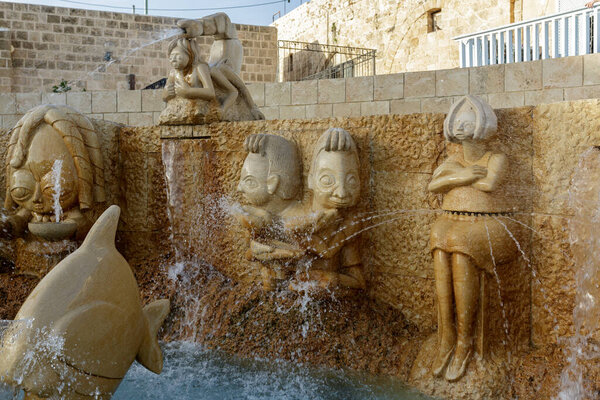 TEL AVIV, ISRAEL - DECEMBER 28, 2015: The Zodiac Fountain in Kedumim Square in Old Jaffa