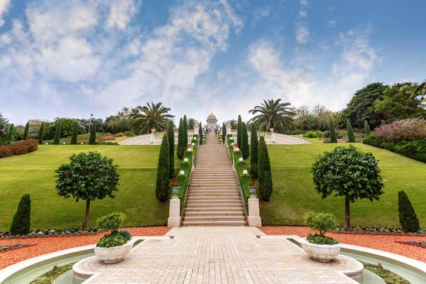 Haifa Israel Enero 2016 Vista Superior Del Jardín Bahai Haifa —  Fotos de Stock