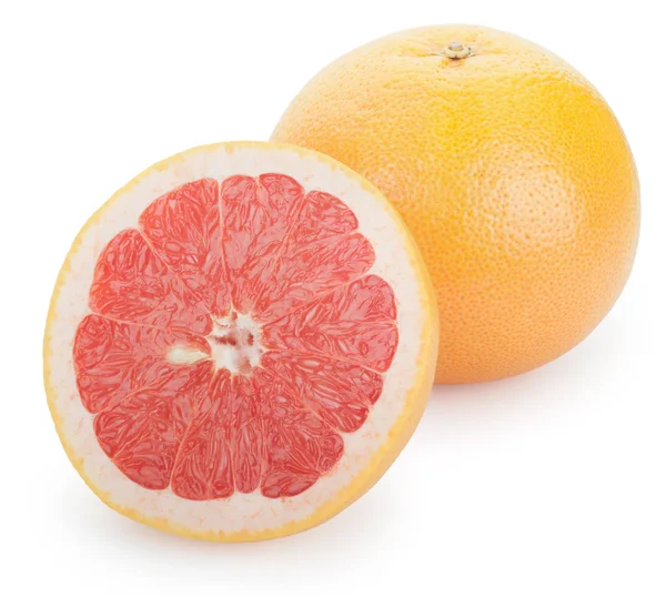 Rijpe vers met halve Grapefruit geïsoleerd — Stockfoto