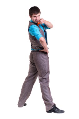 Bazı hareketleri yalıtılmış beyaz karşı gösterilen disco dansçı