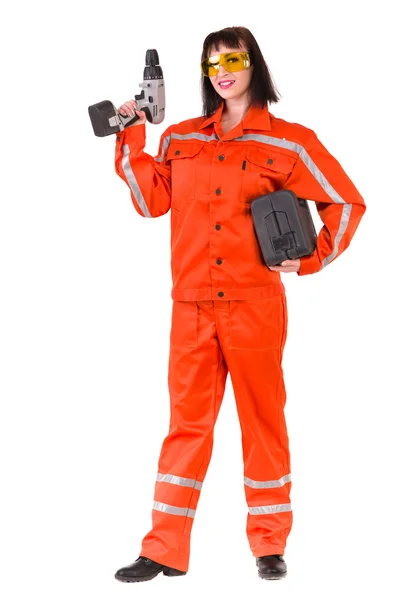 Junge Bauarbeiterin in Uniform — Stockfoto