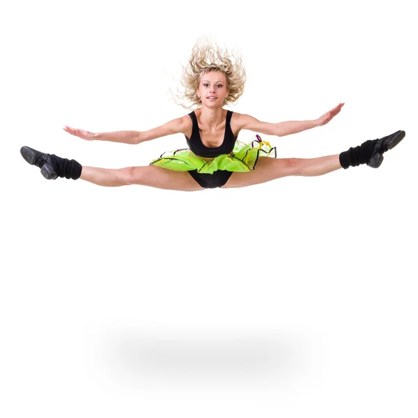 Aerobics fitness woman jumping isolated in full body. — Stock Photo, Image