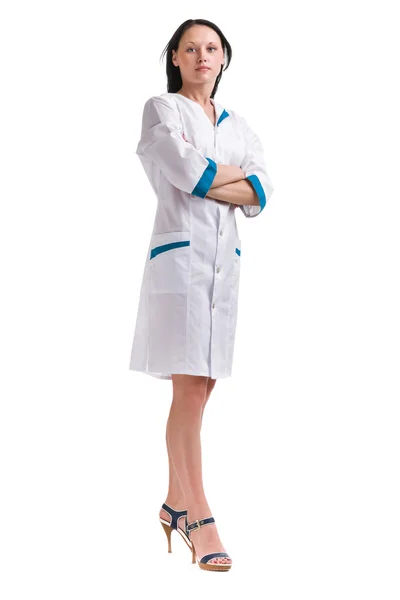 Nurse or young doctor standing isolated on white background in full body. — Stock Photo, Image