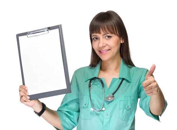 Giovane donna medico con notebook — Foto Stock