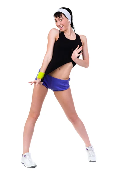 Aeróbica fitness mujer ejercicio aislado en cuerpo completo. —  Fotos de Stock