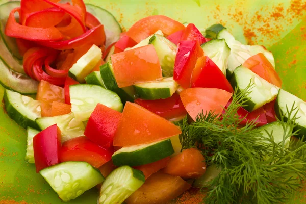 Sliced tomato and cucumber — Stock Photo, Image