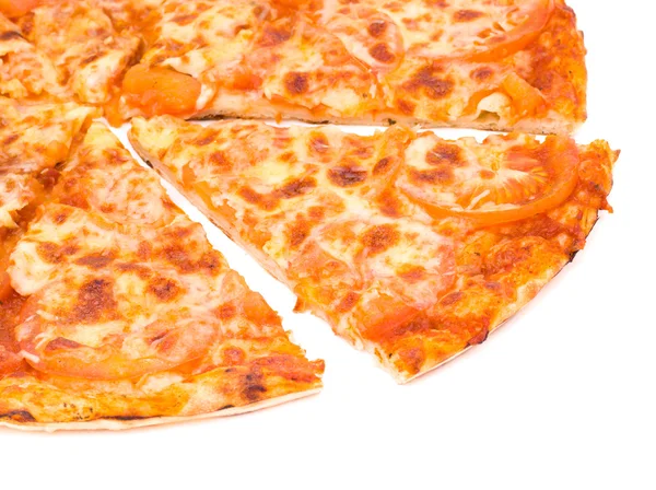 Pizza au fromage et jambon isolé sur blanc — Photo