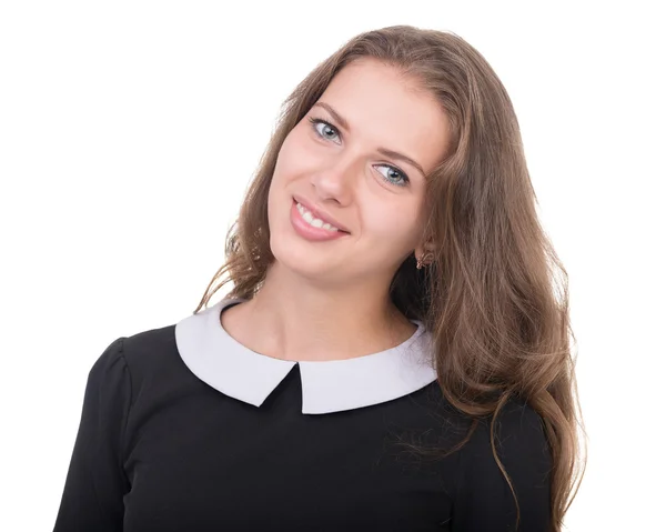 Retrato de atractiva mujer caucásica sonriente con copyspace — Foto de Stock