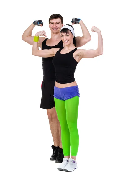 Aerobics fitness par utövar isolerade i hela kroppen. — Stockfoto