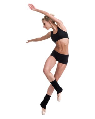 Beyaz arka plan üzerinde dans genç kadın balerin bale dansçısı