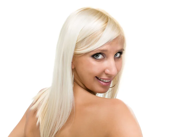 아름 다운 요 염 한 젊은 여자, 흰색 절연 — 스톡 사진
