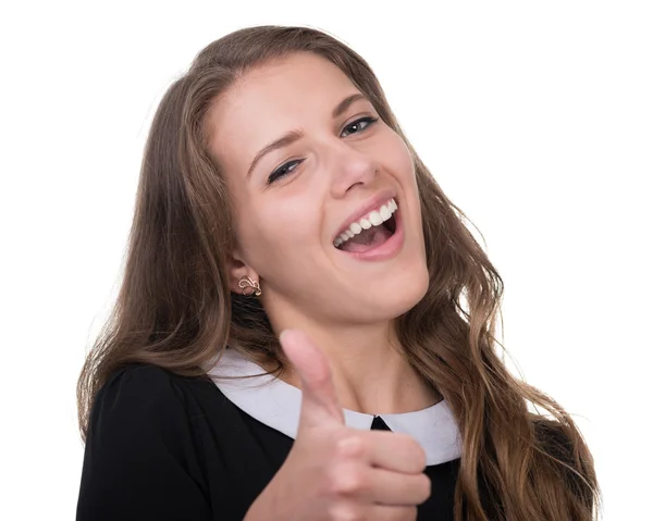 Magnifique portrait de femme souriant isolé sur un blanc — Photo