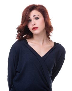 beyaz izole üzgün ve depresyonda kadın portresi