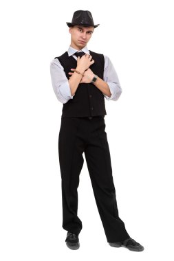 Bazı hareketleri yalıtılmış beyaz karşı gösterilen disco dansçı