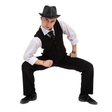 Bazı hareketleri yalıtılmış beyaz karşı gösterilen disco dansçı