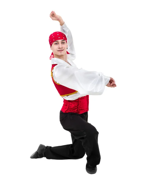 Tančící muž v kostýmu toreador. Izolované na bílém v celých délkách. — Stock fotografie