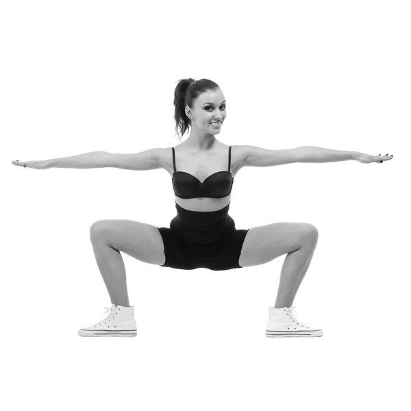 Retrato incoloro de gimnasta mujer, aislado en blanco — Foto de Stock