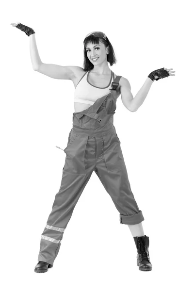 无色的生成器穿制服的女人的画像 — 图库照片