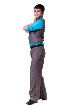 Bazı hareketleri yalıtılmış beyaz karşı gösterilen disco dansçı