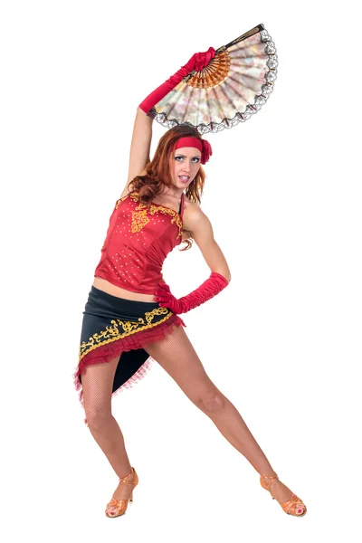 Flamenco dancer posing against isolated white background — Stock Photo, Image