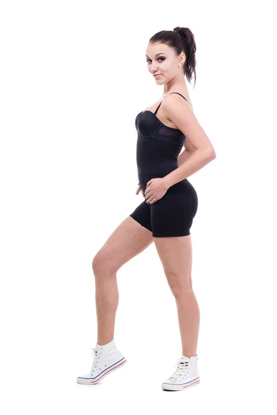 Mulher ginasta, isolado em branco — Fotografia de Stock