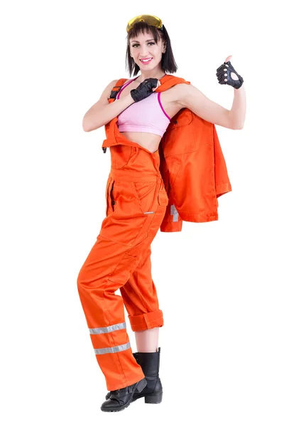 Fiatal builder nő egyenruhában — Stock Fotó