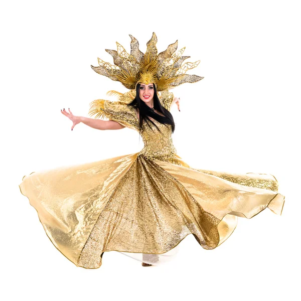 Carnival dancer woman dancing with crown — Stock Photo, Image