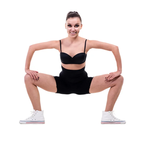 Gimnasta mujer, aislado en blanco — Foto de Stock