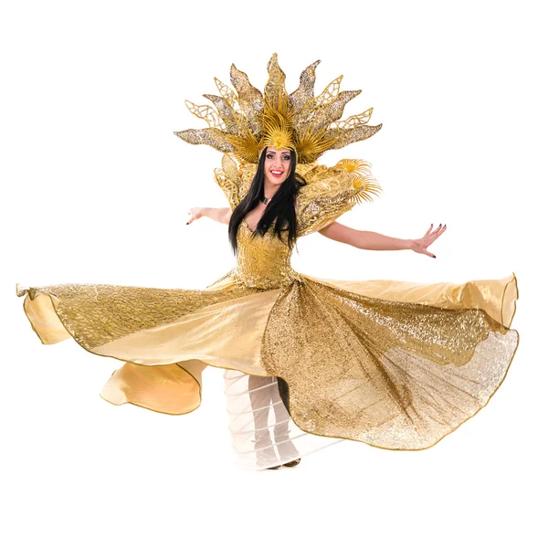 Carnival dancer woman dancing with crown — Stock Photo, Image