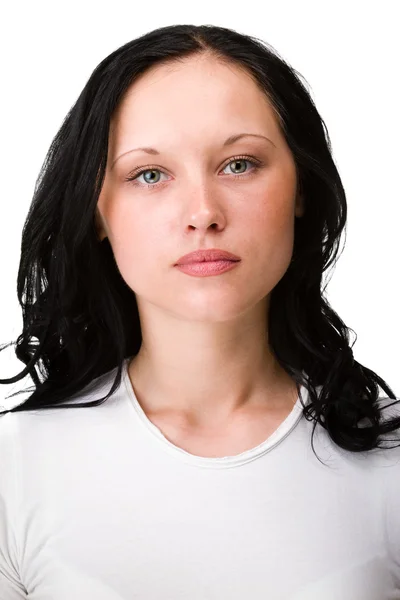 Retrato de mujer joven Aislado en blanco. —  Fotos de Stock