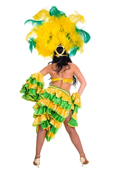 Carnival dancer woman dancing, rear view — Stock Photo, Image