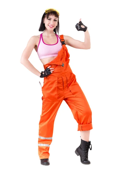 Fiatal builder nő egyenruhában — Stock Fotó