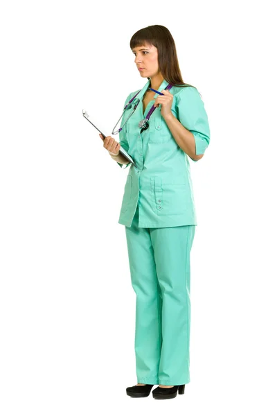 Young woman medical doctor with notebook — Stock Photo, Image