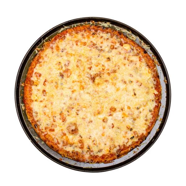 Pizza con queso aislado sobre blanco — Foto de Stock