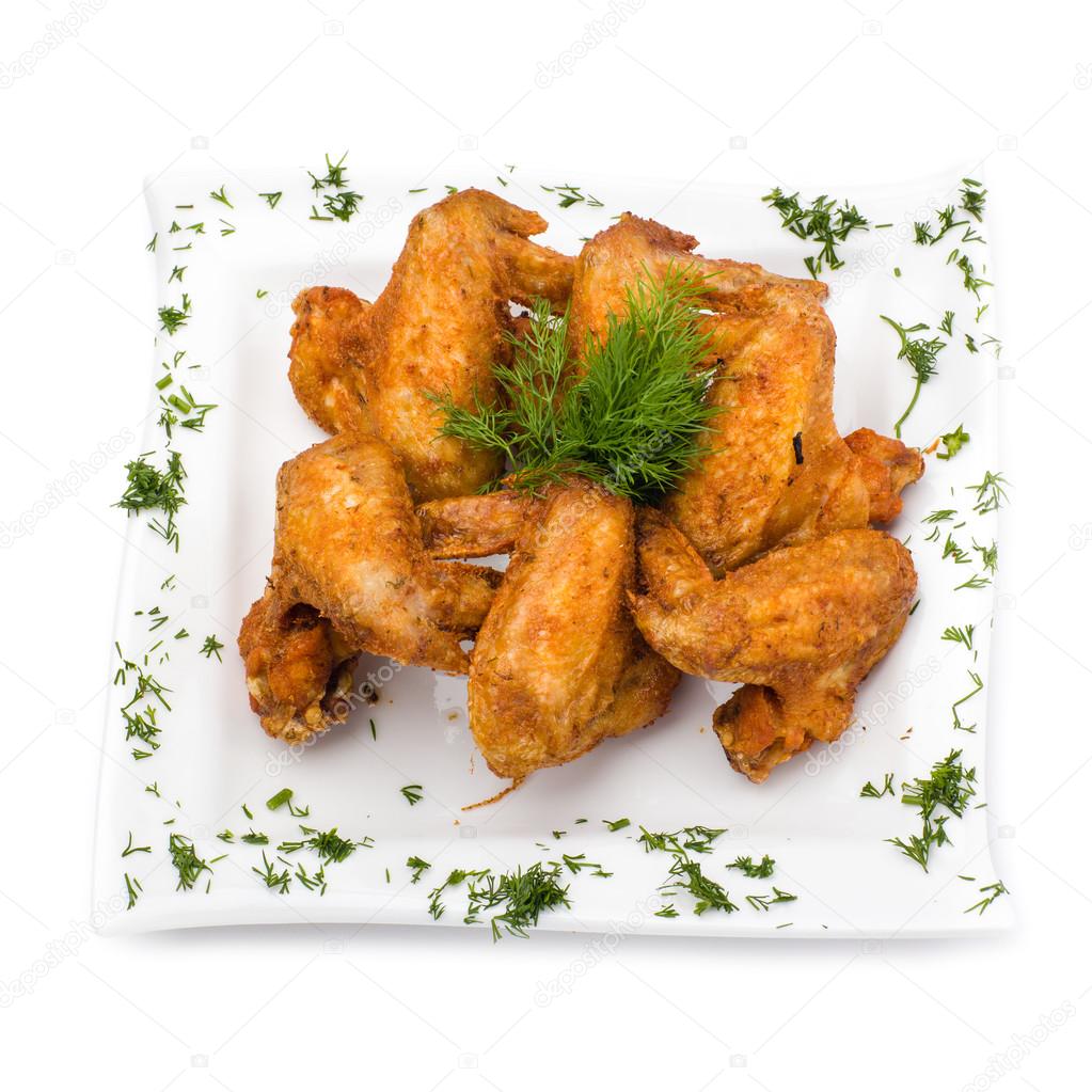 Fried Chicken Wings on white