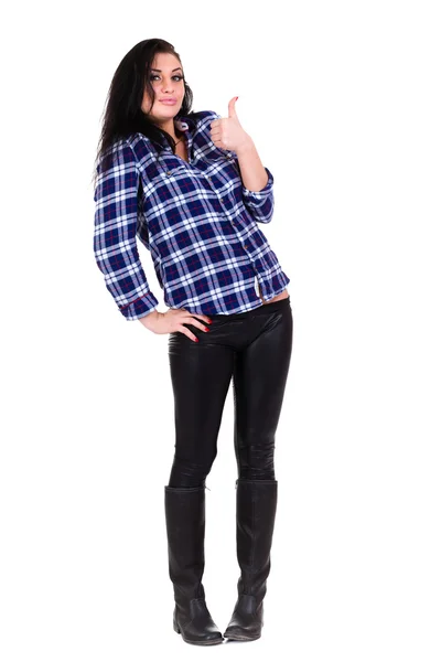 Full length portrait of a casual happy woman — Stock Photo, Image