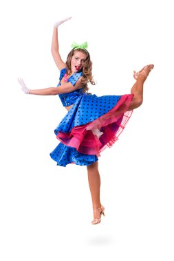 Disko dansçısı karşı izole beyaz atlama