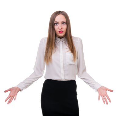 Üzgün ve depresyonda kadın üzerinde beyaz izole closeup portresi