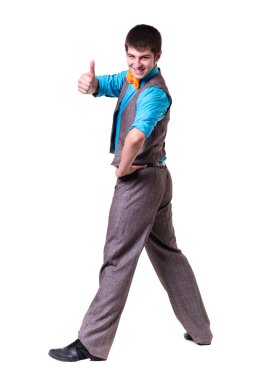 Bazı hareketleri yalıtılmış beyaz karşı gösterilen disco dansçı