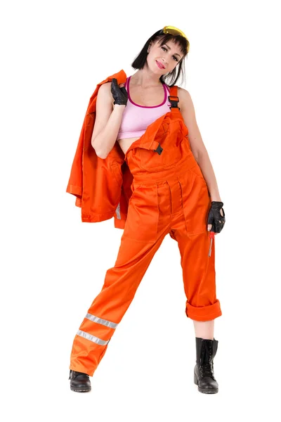 Young builder woman in uniform — Stock Photo, Image