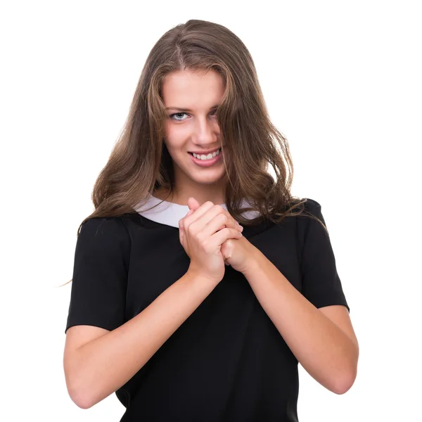 Hermoso retrato de mujer sonriendo aislado sobre un blanco —  Fotos de Stock