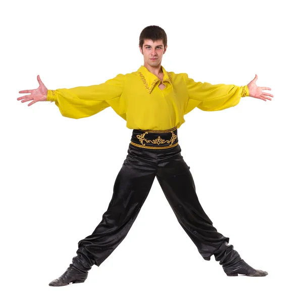 Dancing man wearing a toreador costume. Isolated on white in full length. — Stock Photo, Image