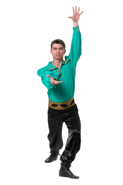 Dancing man wearing a toreador costume. Isolated on white in full length. — Stock Photo, Image