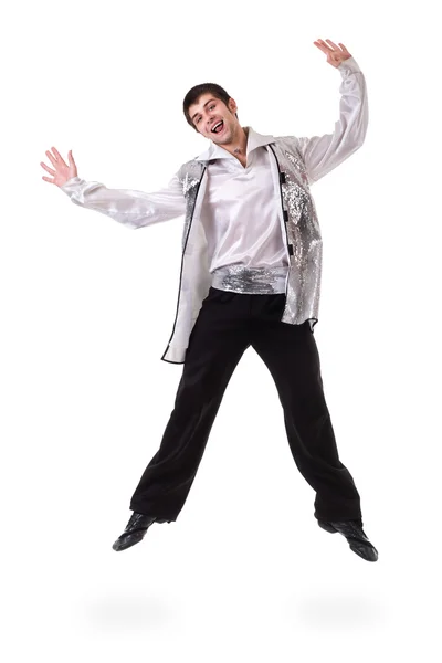 Joven y elegante bailarina de ballet moderna saltando, aislada en blanco. Cuerpo completo . —  Fotos de Stock